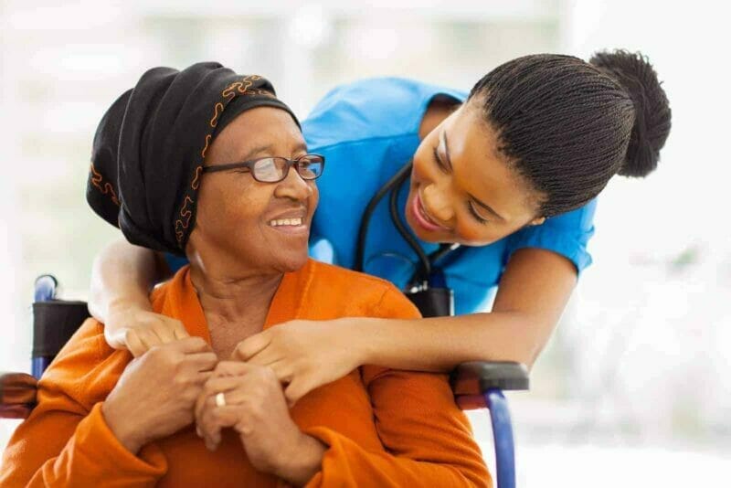 A nurse caring for a retired patient