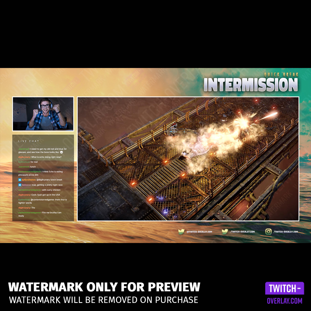 Ocean Sunset Twitch Stream Template Bundle preview of the Intermission Screen