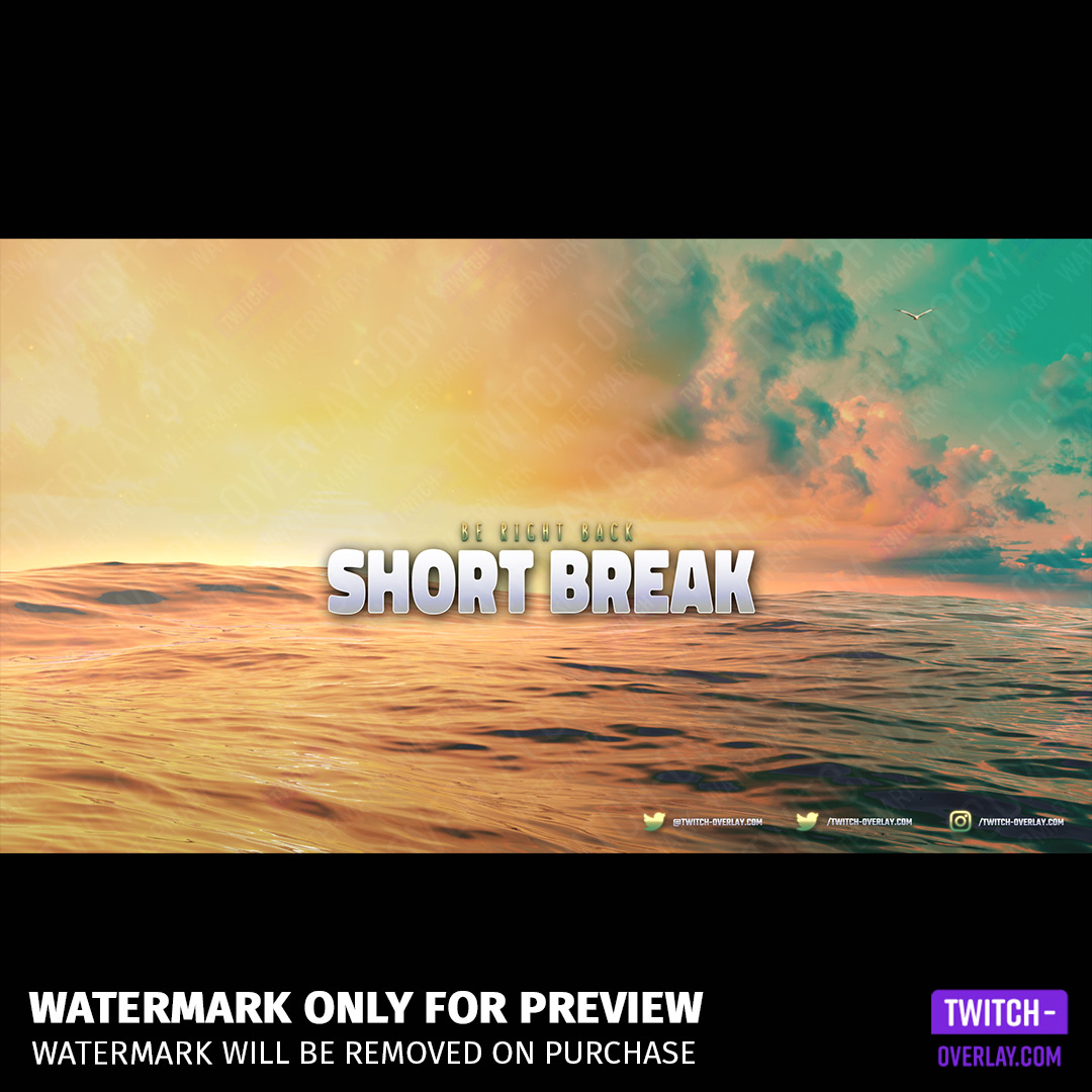 Ocean Sunset Twitch Stream Template Bundle Vorschau des Pause Screens