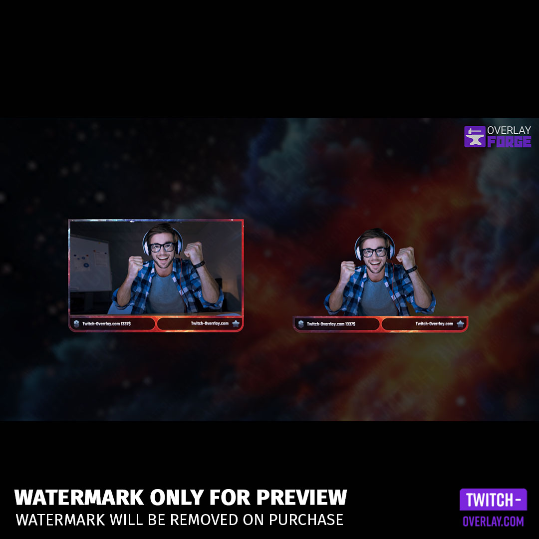 Infernal Galaxy Stream Overlay Package, showing all Webcam Frames included.