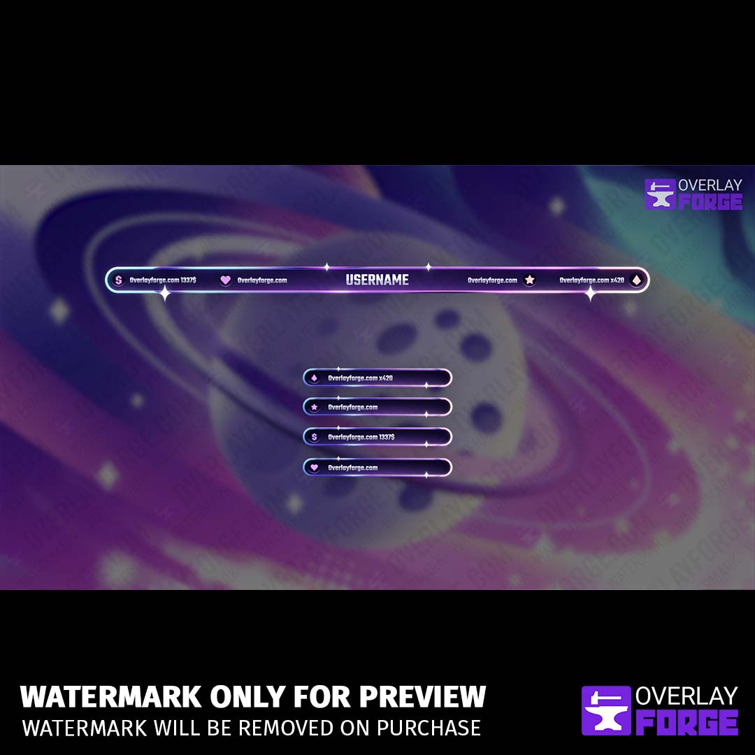 Stellar Dream Stream Package, showing all Labels and ingame overlays.