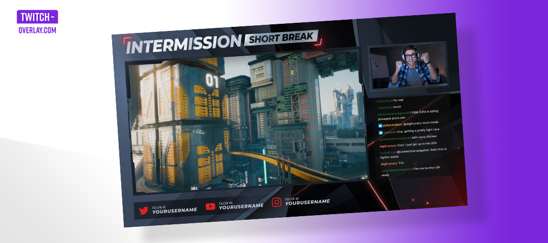 Free Intermission Screen from the Free Quantum Bundle from Twitch-Overlay.com