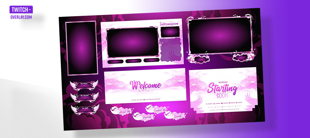 Cloudy Pink Free Stream Overlay by gamingvisuals