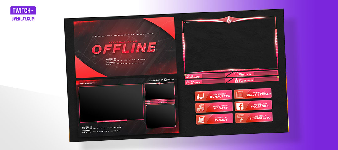 Free Twitch Pack Red and Pink by Mattovsky