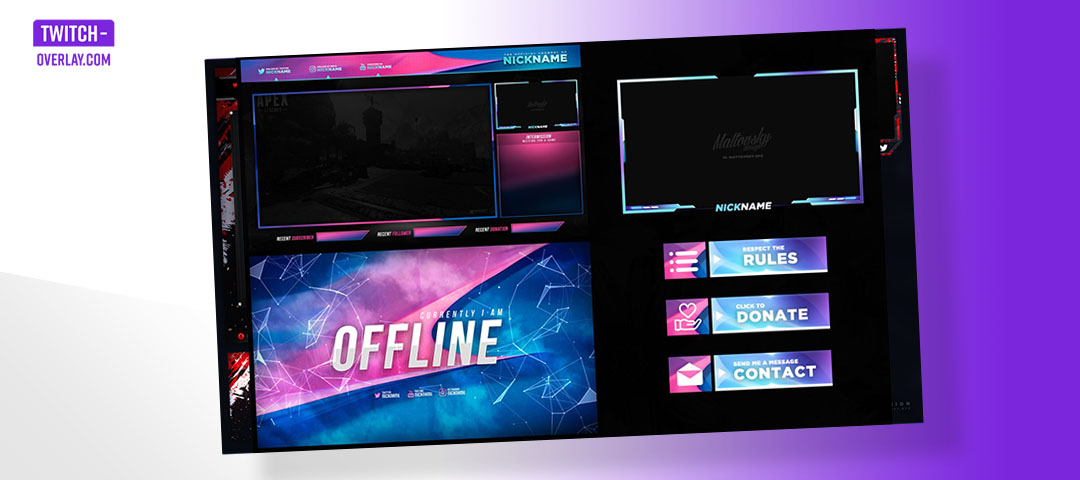 Blue and Pink Free Stream Overlay by Mattovsky