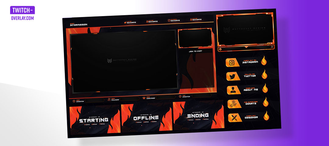 Free Twitch Overlay Flame by Mattovsky