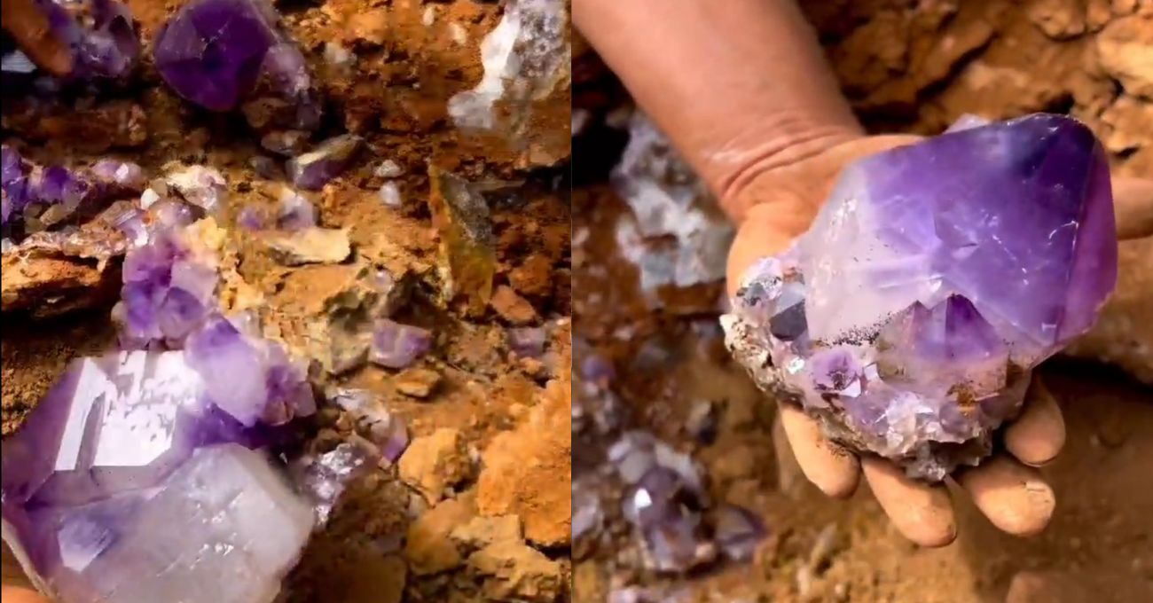 VIDEO: Increíble registro muestra hallazgo de cristales amatista por Mineros en África