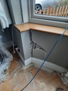 Repairs to internal cracking around a bay window