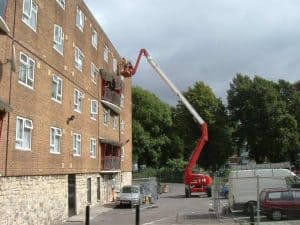 cherry picker being used to carry our structural repairs