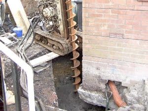 foundation repairs underway