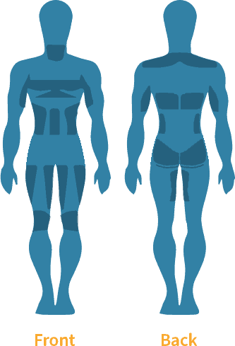 Areas of a mans body Vaser Lipo can be used