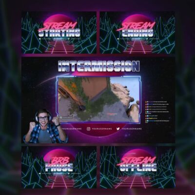 80s Synthwave animated screen bundle
