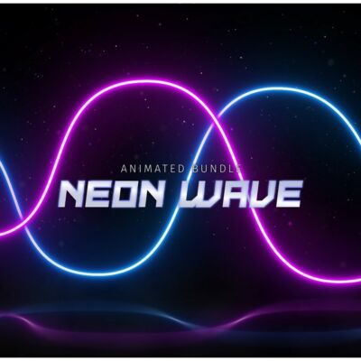 Animated Neon Wave Twitch Overlay Template Bundle