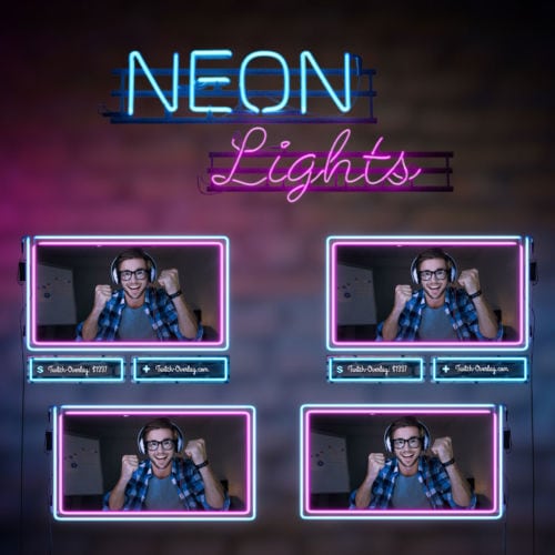 Animated Webcam Bundle form the Neon Lights theme for Twitch, YouTube and Facebook
