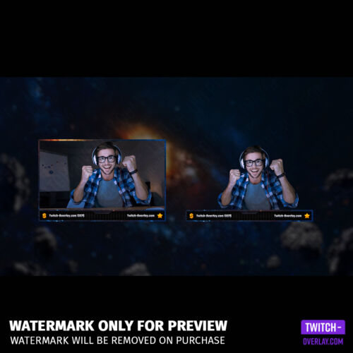 Deep Space Twitch Overlay Bundle preview of all the webcam overlays included