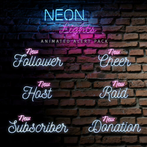 Neon Lights aimiertes Stream Alert Bundle für Twitch, YouTube und Facebook