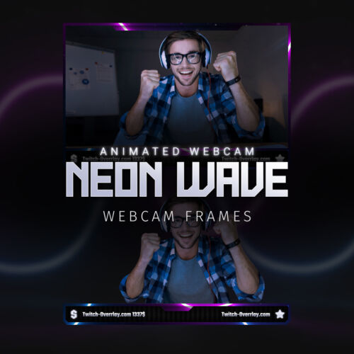 Neon Wave animiertes Webcam Rahmen Bundle für Twitch, YouTube und Facebook