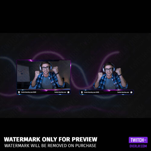 Neon wave Twitch Overlay Template Bundle preview aller webcam rahmen