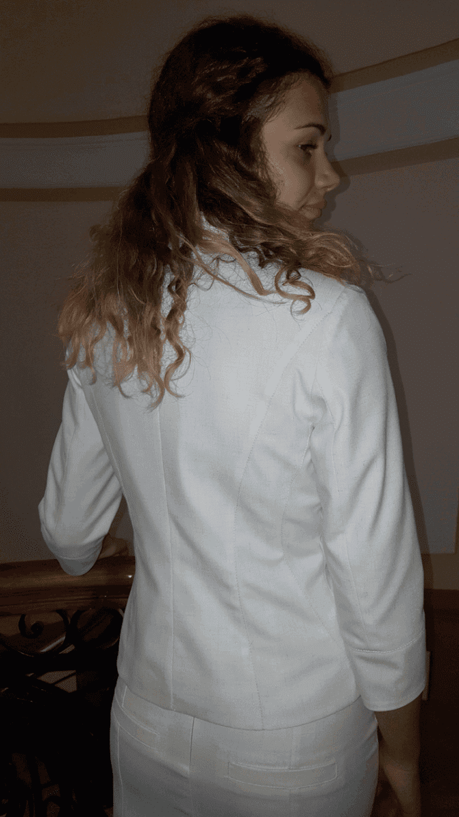 Дамско сако Лен - Ламе в цвят ванилия - Дамски сака и елеци - RenyStyle.bg