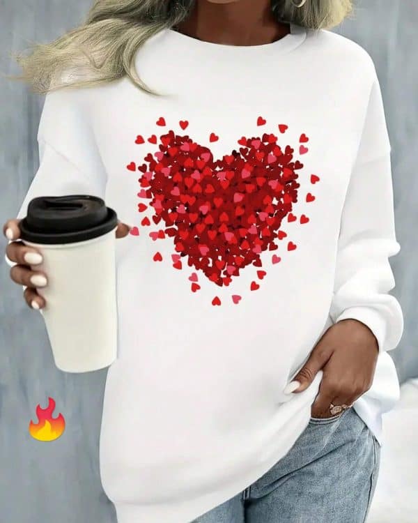 Sweatshirt imprimé cœur