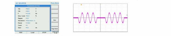 Power Quality line disturbance simulation pulse mode