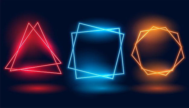 Free vector line style glowing electric led frame banner in pack of three vector